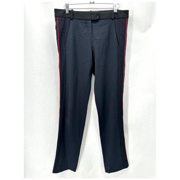 Maje Tuxedo Stripe Dress Pants Navy Wool US 4 FR 36 Preppy City Career Paris - Picture 1 of 12